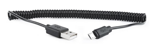 Изображение Gembird USB Male - MicroUSB Male 1.8m Black Coiled