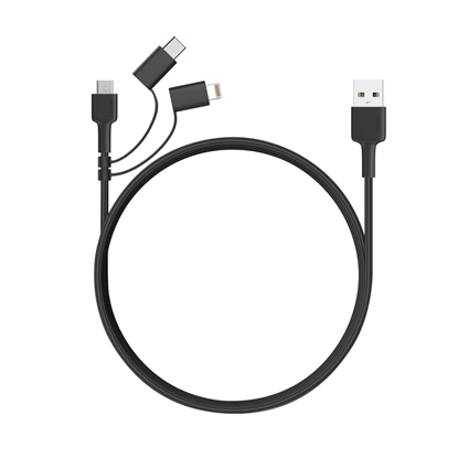 Attēls no CB-BAL5 3w1 nylonowy kabel Quick Charge micro USB | USB C | Lightning | 1.2m 