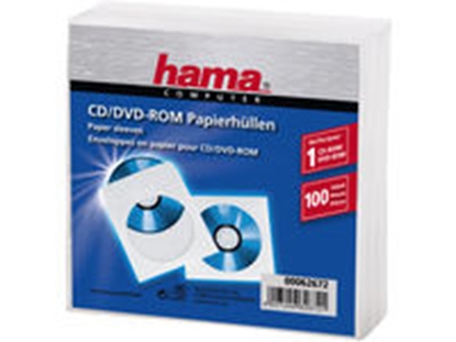 Attēls no 1x100 Hama CD/DVD Paper Sleeves white                      62672