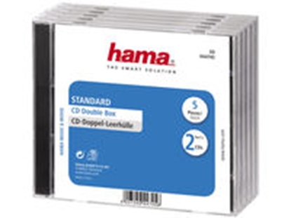 Attēls no 1x5 Hama Standard CD Double Jewel Case transp/black    44745
