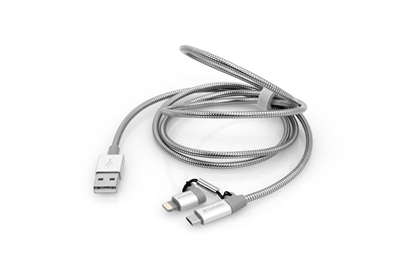 Picture of Verbatim 48869 USB cable 1 m USB A Micro-USB B/Lightning Aluminium, Grey