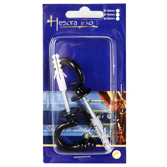 Picture of Aizkaru āķi Kablys Mini 2gab melni