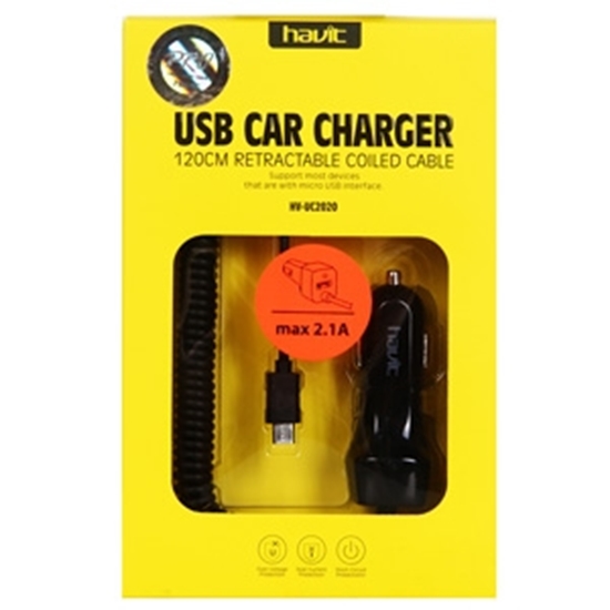 Picture of Auto lādētājs USB+microB 2.1A