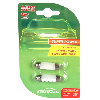 Attēls no Autospuldzes LED SV8.5 36mm Canbus Ceramic balta