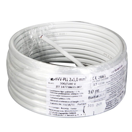 Picture of Kabelis 2x1.0 OMYp balts 10m