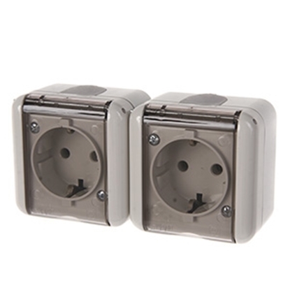 Attēls no Kont.rozete 2-viet. v/a a/z IP44 pelēka a/caursp.v.