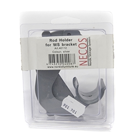 Picture of Necos stieņa turētājs režģu plauktam sudrabs