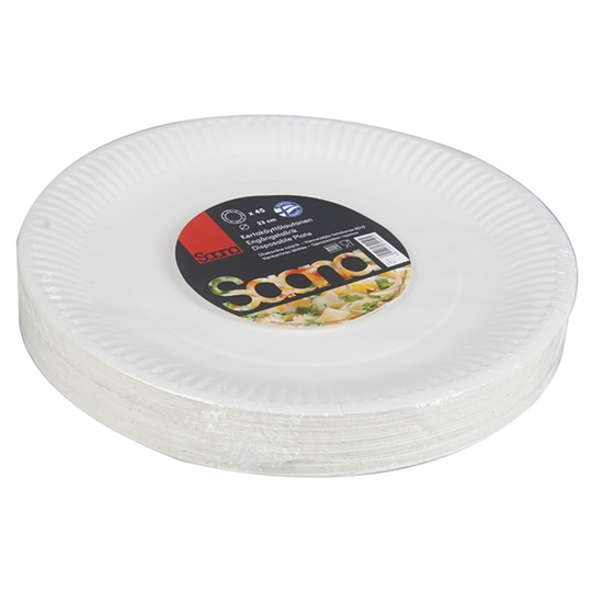 Изображение Papīra šķīvji Saana 23cm 45gab. balti