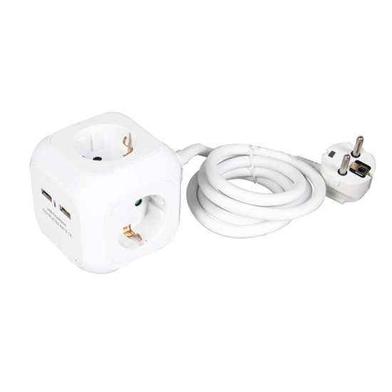 Picture of Sadalītājs Cube 2.4A USB 3x1.5mm 1.4m /20