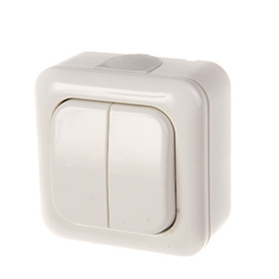 Изображение Slēdzis 1+1 v/a IP44 balts