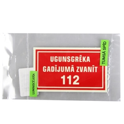 Attēls no Uzlīme luminiscējoša Ugunsgrēka gadījumā zvanīt