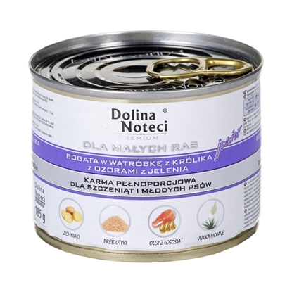Picture of DOLINA NOTECI Premium Junior Small Rabbit liver with deer tongue - Wet dog food - 185 g
