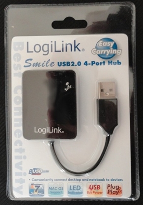 Изображение HUB USB 2.0 4-portowy 'Smile' - czarny              UA0139