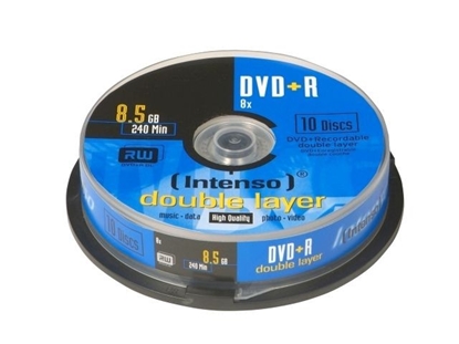 Изображение 1x10 Intenso DVD+R 8,5GB 8x Speed, Double Layer Cakebox
