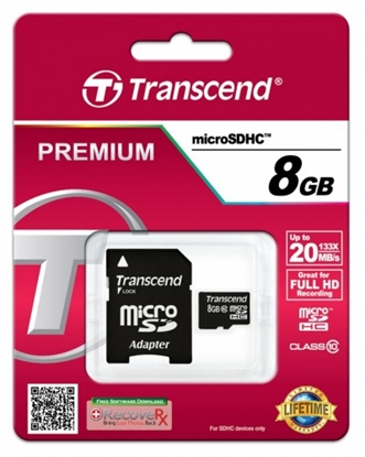 Attēls no Transcend microSDHC          8GB Class 10 + SD-Adapter