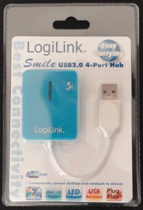 Изображение HUB USB 2.0 4-portowy 'Smile' - niebieski
