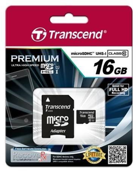 Picture of Transcend microSDHC         16GB Class 10 UHS-I 400x + SD Adapter