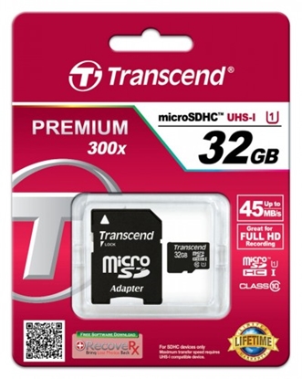 Picture of Transcend microSDHC         32GB Class 10 UHS-I 400x + SD Adapter