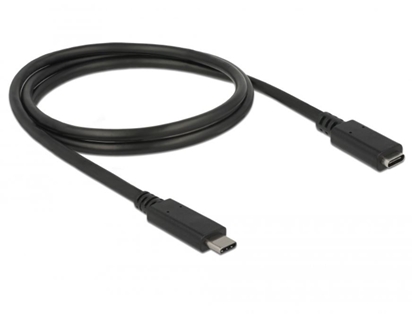 Attēls no Delock Extension cable SuperSpeed USB (USB 3.1 Gen 1) USB Type-C™ male > female 3 A 1.0 m black