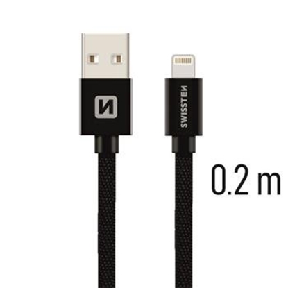Attēls no Swissten Textile Fast Charge 3A Lightning Data and Charging Cable 20 cm