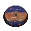 Изображение 1x10 Verbatim DVD-R 4,7GB 16x Speed, matt silver Cakebox