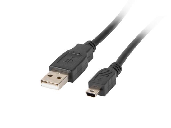 Picture of Kabel USB Lanberg USB-A - miniUSB 0.3 m Czarny (CA-USBK-10CC-0003-BK)