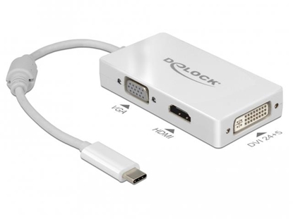 Attēls no Delock Adapter USB Type-C™ male > VGA / HDMI / DVI female white