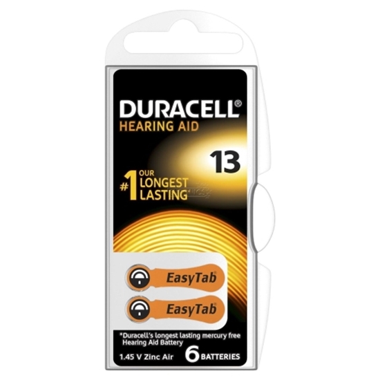 Picture of Duracell Hearing 13 (A13) Blister Pack 6pcs.