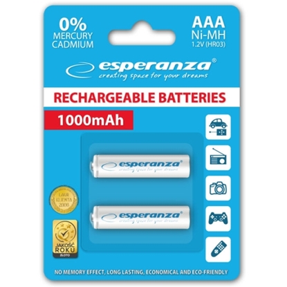 Picture of Esperanza EZA101W RECHARGED HR03 1000MAH ALWAYS READY BLISTER PACK 2PCS.