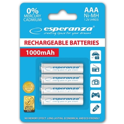 Picture of Esperanza EZA102W RECHARGED HR03 1000MAH ALWAYS READY BLISTER PACK 4PCS.