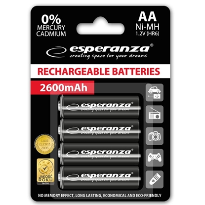 Picture of Esperanza EZA106 PRECHARGED HR6 2600MAH ALWAYS READY BLISTER PACK 4PCS.