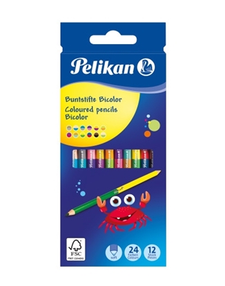 Picture of pelikan Colored pencils Bicolor round assorted colors, 12 pieces cardboard case