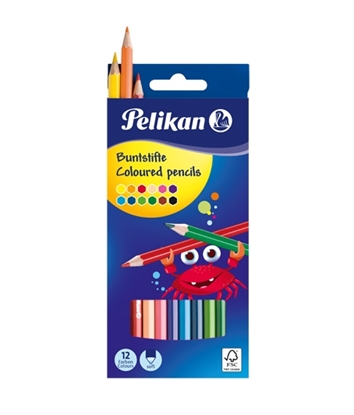 Attēls no pelikan Colored pencils hexagonal 3mm lead assorted colors, 12 pieces cardboard case