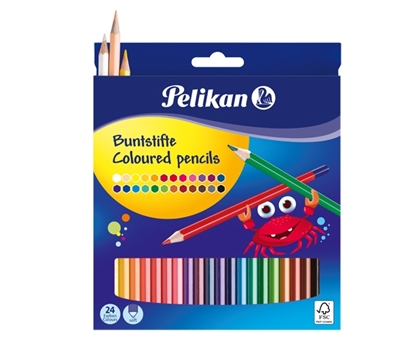 Attēls no pelikan Colored pencils hexagonal 3mm lead assorted colors, 24 pieces cardboard case