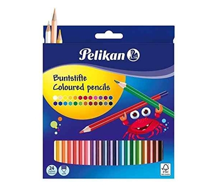 Attēls no pelikan Colored pencils triangular 3mm lead assorted colors, 24 pieces cardboard case