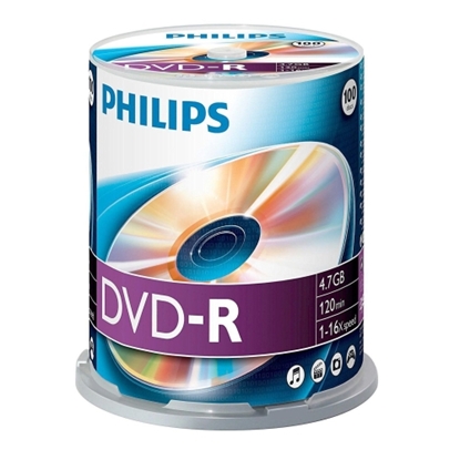 Attēls no PHILIPS DVD-R 4.7GB CAKE BOX 100