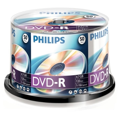 Attēls no PHILIPS DVD-R 4.7GB CAKE BOX 50