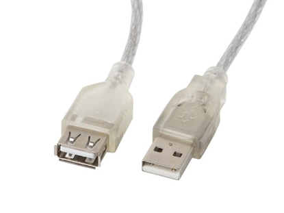 Picture of Przedłużacz kabla USB 2.0 AM-AF Ferryt 1.8M przezroczysty 
