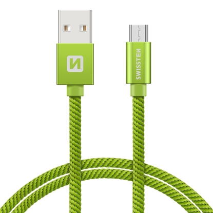 Attēls no Swissten Textile Quick Charge Universal Micro USB Data and Charging Cable 0.2m