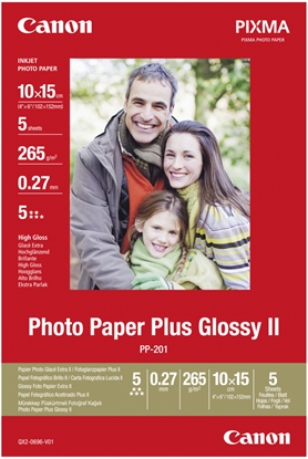 Picture of Canon PP-201 10x15 cm, 5 Sheets Photo Paper Plus Glossy II 265 g