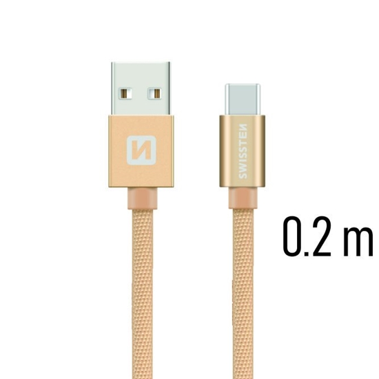 Изображение Swissten Textile Universal Quick Charge 3.1 USB-C Data and Charging Cable 20 cm