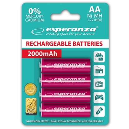 Изображение Esperanza EZA104R PRECHARGED HR6 2000MAH ALWAYS READY BLISTER PACK 4PCS.
