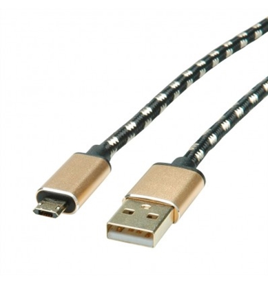 Attēls no ROLINE GOLD USB 2.0 Cable, A - Micro B (reversible), M/M, 0.8 m