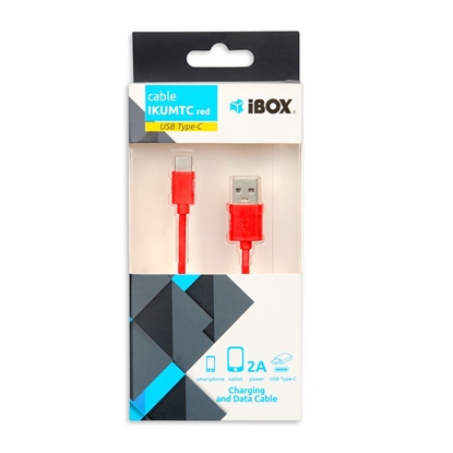 Attēls no CABLE I-BOX USB 2.0 TYPE C, 2A 1M RED
