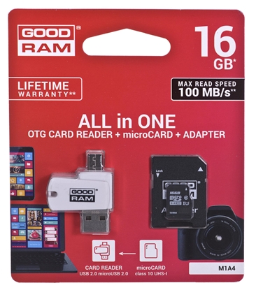 Picture of Goodram M1A4-0160R12 memory card 16 GB MicroSDHC Class 10 UHS-I