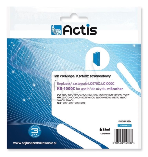 Picture of Actis KB-1000C Ink Cartridge (Replacement for Brother LC1000C/LC970C; Standard; 36 ml; cyan)