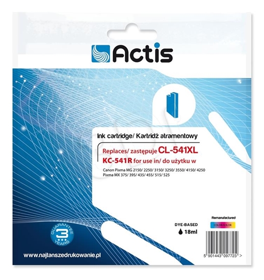 Picture of Actis KC-541R ink (replacement for Canon CL-541XL; Standard; 18 ml; color)