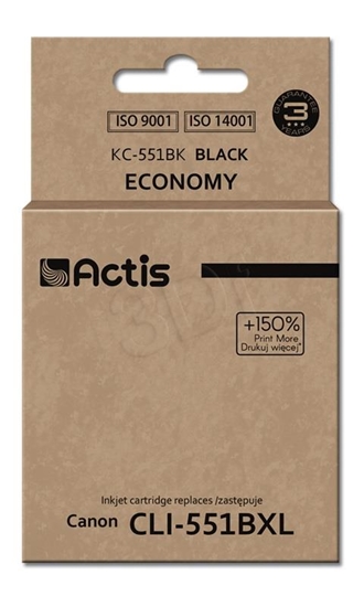 Picture of Actis KC-551Bk ink (replacement for Canon CLI-551Bk; Standard; 12 ml; black (with chip)
