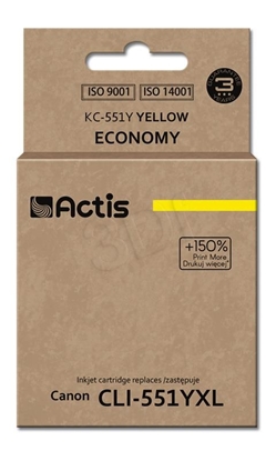 Picture of Actis KC-551Y ink (replacement for Canon CLI-551Y; Standard; 12 ml; yellow (with chip)