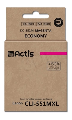 Picture of Actis KC-551M ink (replacement for Canon CLI-551M; Standard; 12 ml; magenta (with chip)